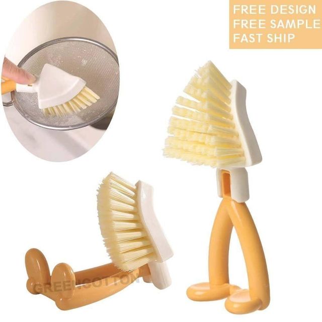 Foldable Triangular Gap Cleaning Brush with Soap Holder