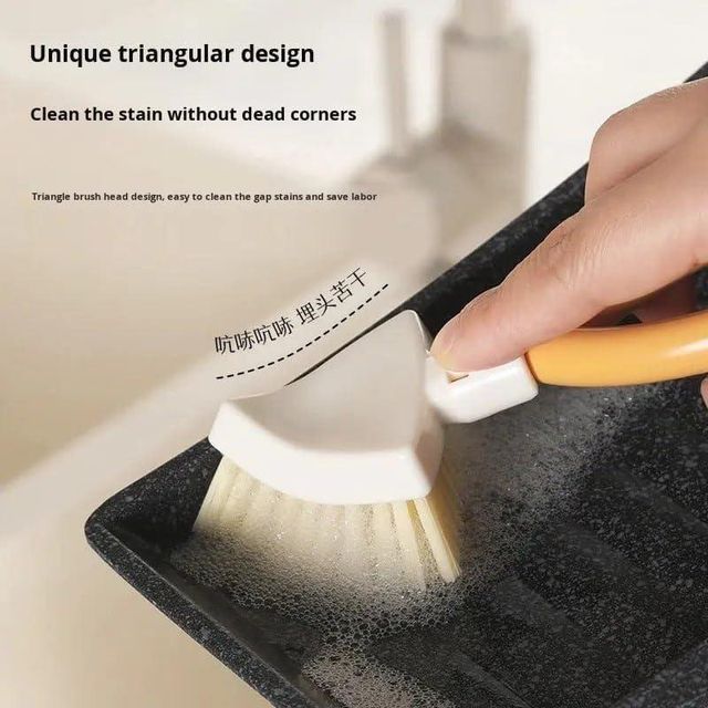Foldable Triangular Gap Cleaning Brush with Soap Holder